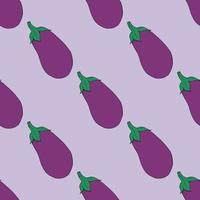 Purple eggplant on violet background. Seamless background. Endless pattern. Vector image. Healthy food and diet.