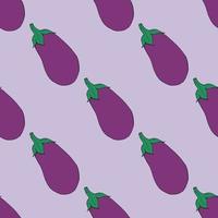 Purple eggplant on violet background. Seamless background. Endless pattern. Vector image. Healthy food and diet.
