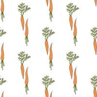 Seamless background with young carrots. Endless pattern on white background for your design. Vector. vector