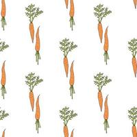 Seamless background with young carrots. Endless pattern on white background for your design. Vector. vector