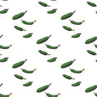 Seamless background with green cucumbers on white background. Endless pattern for your design. Vector. vector