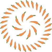 Round frame with positive carrots ornament. Isolated wreath on white background for your design vector