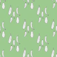 Seamless background with black-and-white cucumbers on green background. Endless pattern for your design. Vector. vector