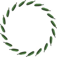 Round frame with horizontal vector cucumber. Isolated wreath on white background for your design