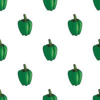 Seamless pattern of big green peppers on white background. Endless background for your design. vector