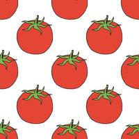 Red tomatoes on white background. Seamless background. Endless pattern. Vector image. Healthy food and diet.