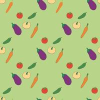 Seamless background with tomato, eggplant, squish, cucumber, carrot. Endless pattern of fresh healthy vegetables. vector