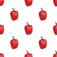 Seamless pattern of big sweet red peppers on white background. Endless background for your design. vector