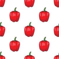 Seamless pattern of big red peppers on white background. Endless background for your design. vector