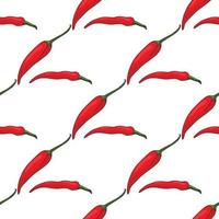 Seamless pattern of hot chili peppers on white background. Endless background for your design. vector