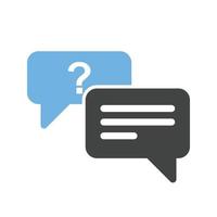 Replying to Question Glyph Blue and Black Icon vector