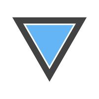 Inverted Triangle Glyph Blue and Black Icon vector
