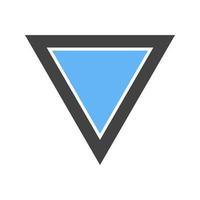 Inverted Triangle Glyph Blue and Black Icon vector