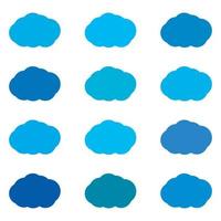 Set of gradient colored clouds in shades of blue vector