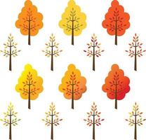 simple trees with autumn colors vector illustrations