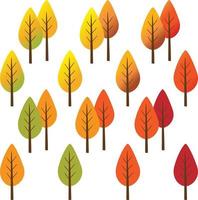 colorful autumn trees vector illustrations set