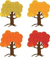 árboles de otoño con ilustraciones vectoriales de color moteado vector