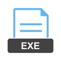 EXE Glyph Blue and Black Icon vector