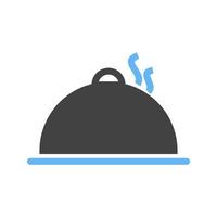 cena caliente glifo icono azul y negro vector