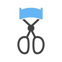Eyelash Curler Glyph Blue and Black Icon vector