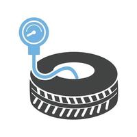 Checking Tyre Pressure Glyph Blue and Black Icon vector