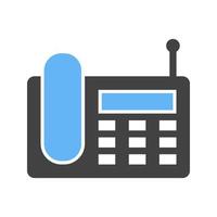 Wireless Landline Phone Glyph Blue and Black Icon vector