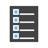 Tasks List Glyph Blue and Black Icon vector
