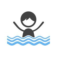 Swimming Glyph Blue and Black Icon vector