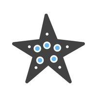 estrella de mar glifo icono azul y negro vector