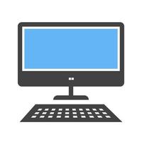 Desktop Glyph Blue and Black Icon vector
