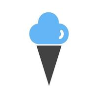 Cone icecream Glyph Blue and Black Icon vector
