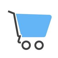 Empty Cart Glyph Blue and Black Icon vector