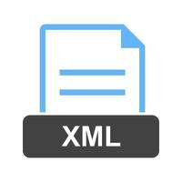 XML Glyph Blue and Black Icon vector