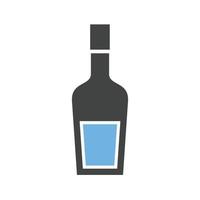 botella de vino glifo icono azul y negro vector