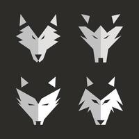 Set of modern logo wolf head mascot animal. Predator face wolf silhouette black and white vector illustration logo