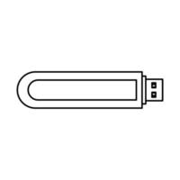 USB flash vector illustration icon outline and technology memory drive line. Computer storage datum thin electronic device and transfer information isolated white. Portable file disc equipment backup