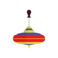 Spinning top vector flat icon toy child. Game isolated fun kid leisure cartoon plastic whirligig. Humming balance rotate baby twirl