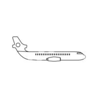 Airplane travel vector icon illustration transportation outline. Aircraft symbol and fly plane transport isolated white line thin