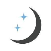 Moon and Stars Glyph Blue and Black Icon vector