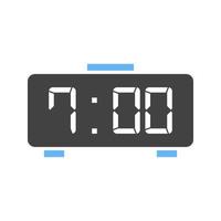 Digital Clock Glyph Blue and Black Icon vector