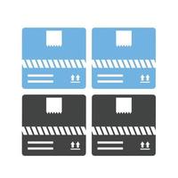 cajas glifo icono azul y negro vector