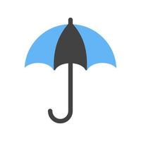 Umbrella Glyph Blue and Black Icon vector