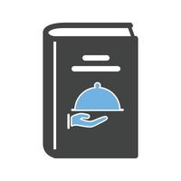 libro de recetas i glifo icono azul y negro vector