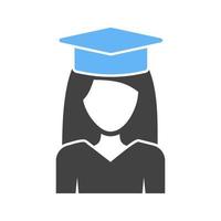 Graduated Lady Glyph Blue and Black Icon vector