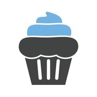 Cream Cupcake Glyph Blue and Black Icon vector