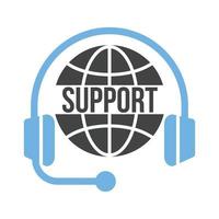 Global Support Glyph Blue and Black Icon vector