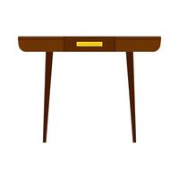 vector icono mesa muebles aislado blanco ilustración. Fondo interior de madera de diseño de escritorio. cocina forma marrón