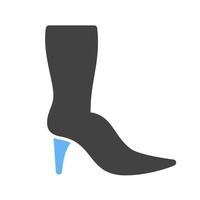 Long Boots Glyph Blue and Black Icon vector