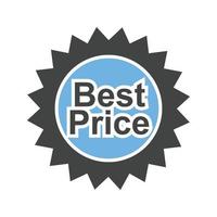 Best Price Tag Glyph Blue and Black Icon vector