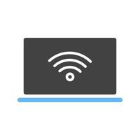 Laptop with WIFi Glyph Blue and Black Icon vector